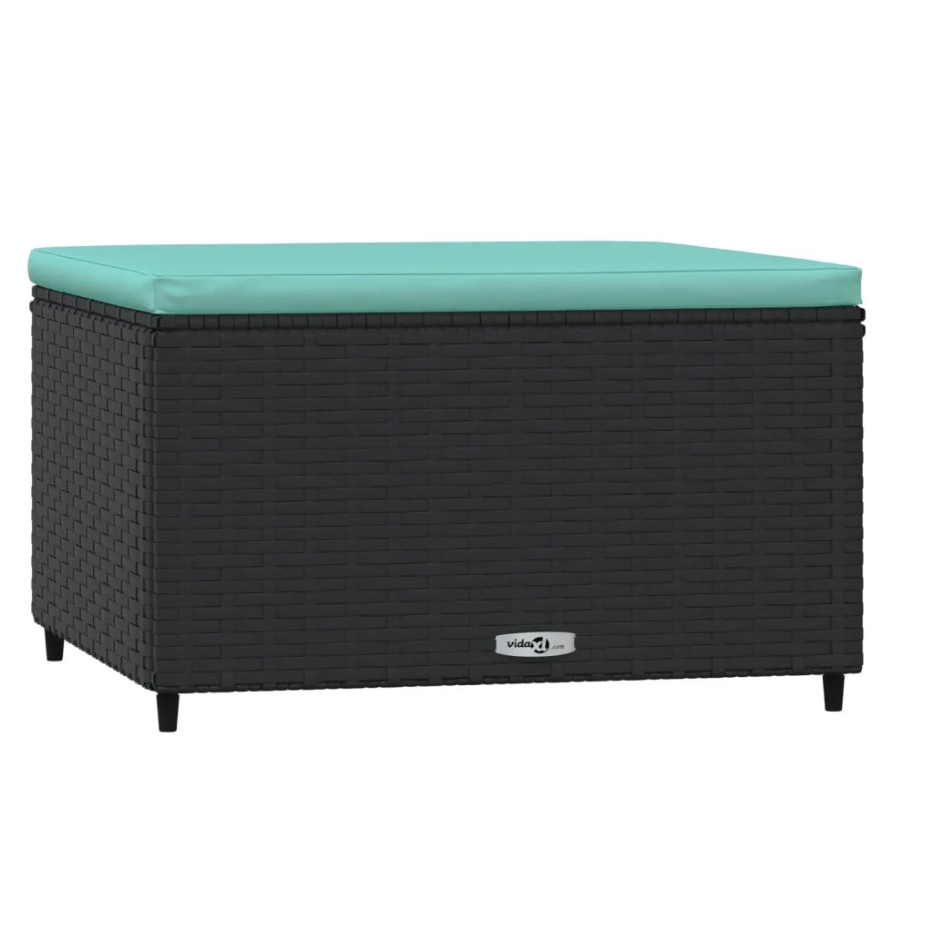 Poggiapiedi da Giardino con Cuscino in Polyrattan Nero CFW9878616