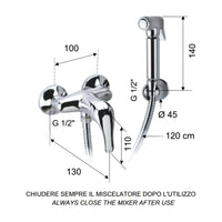 Set doccetta per bidet relax con doccia a pulsante, flessibile, miscelatore doccia e supporto lux