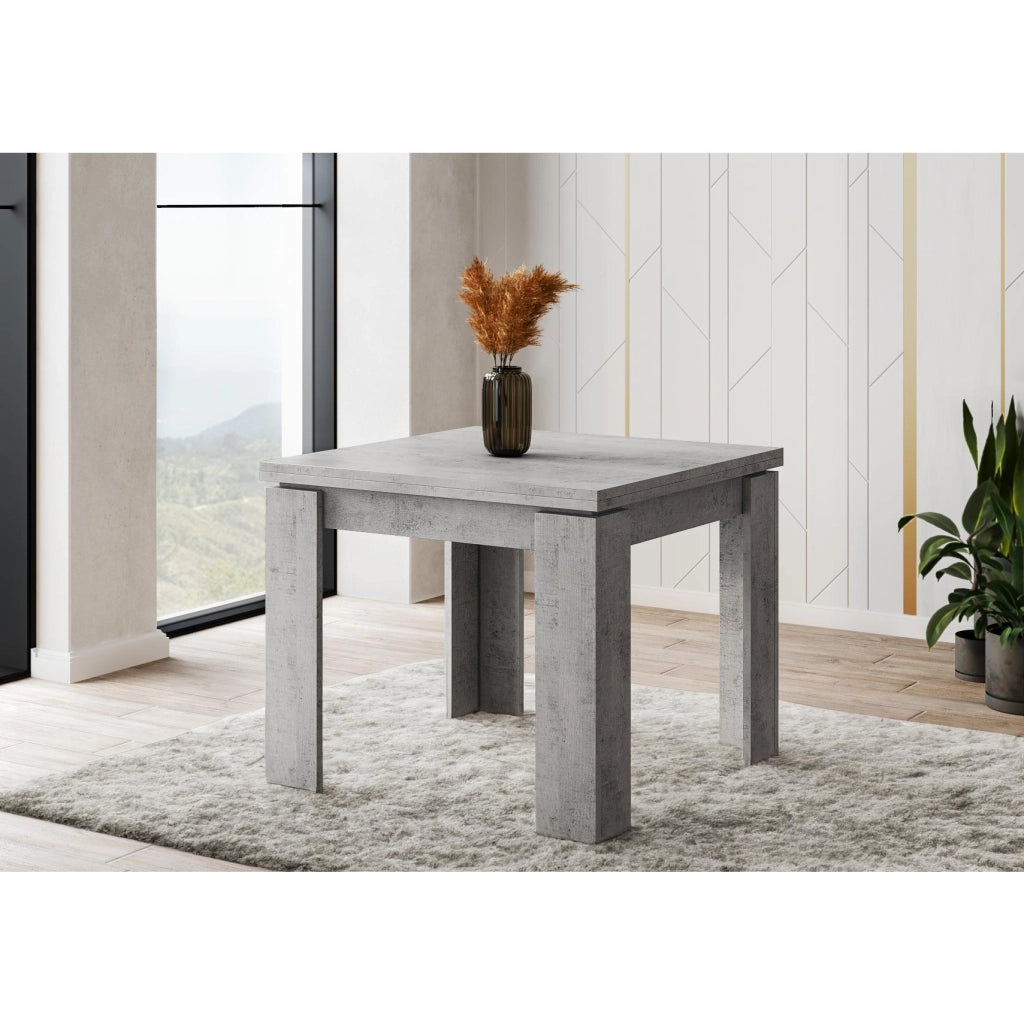 Tavolo Allungabile Per Cucina E Sala Da Pranzo Con Design Moderno Gambe Spesse E Meccanismo Centrale Da 4 A 8 Persone 90 X 90 / 180 X 90 Cm Grigio Cemento