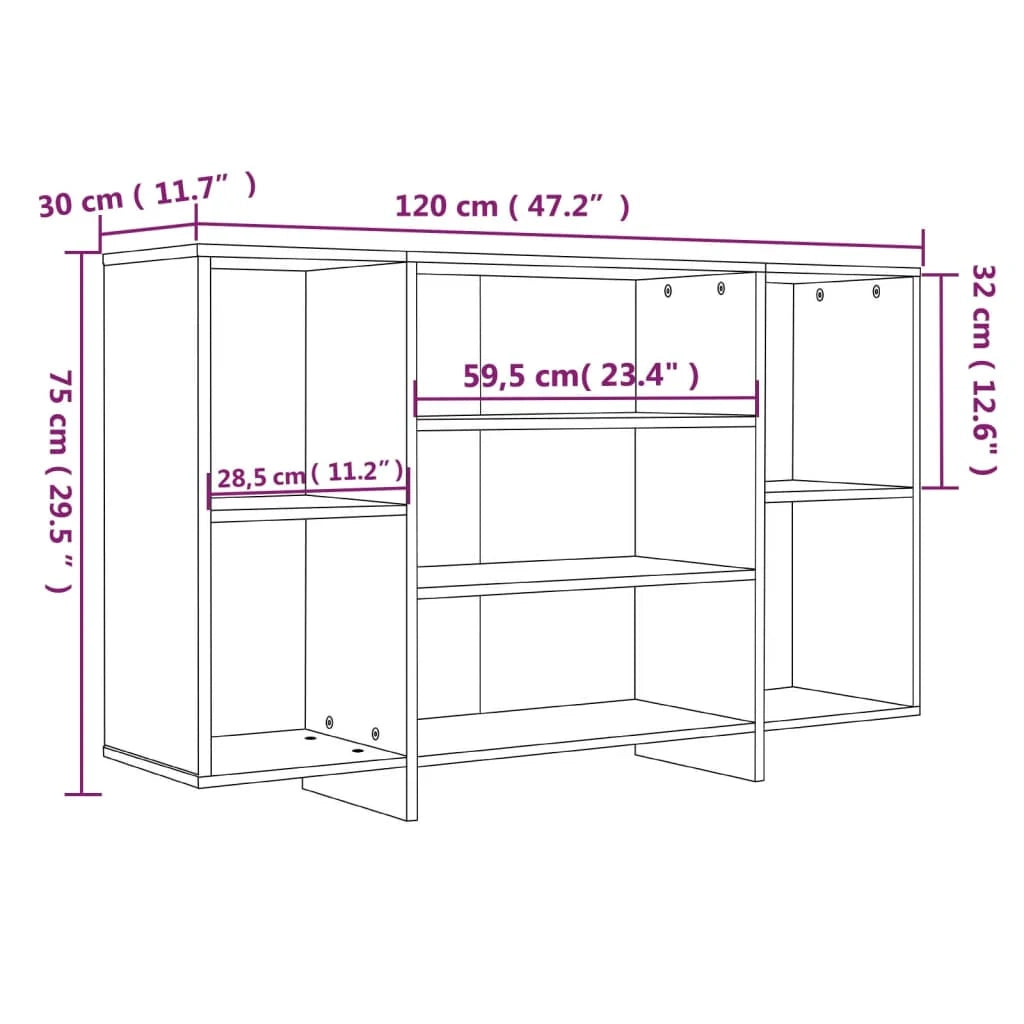 Buffet credenza cassettiera armadio mobile contenitore organizer cucina soggiorno rovere Sonoma 120 x 30 x 75 cm legno ingegnerizzato grigio 02_0036283