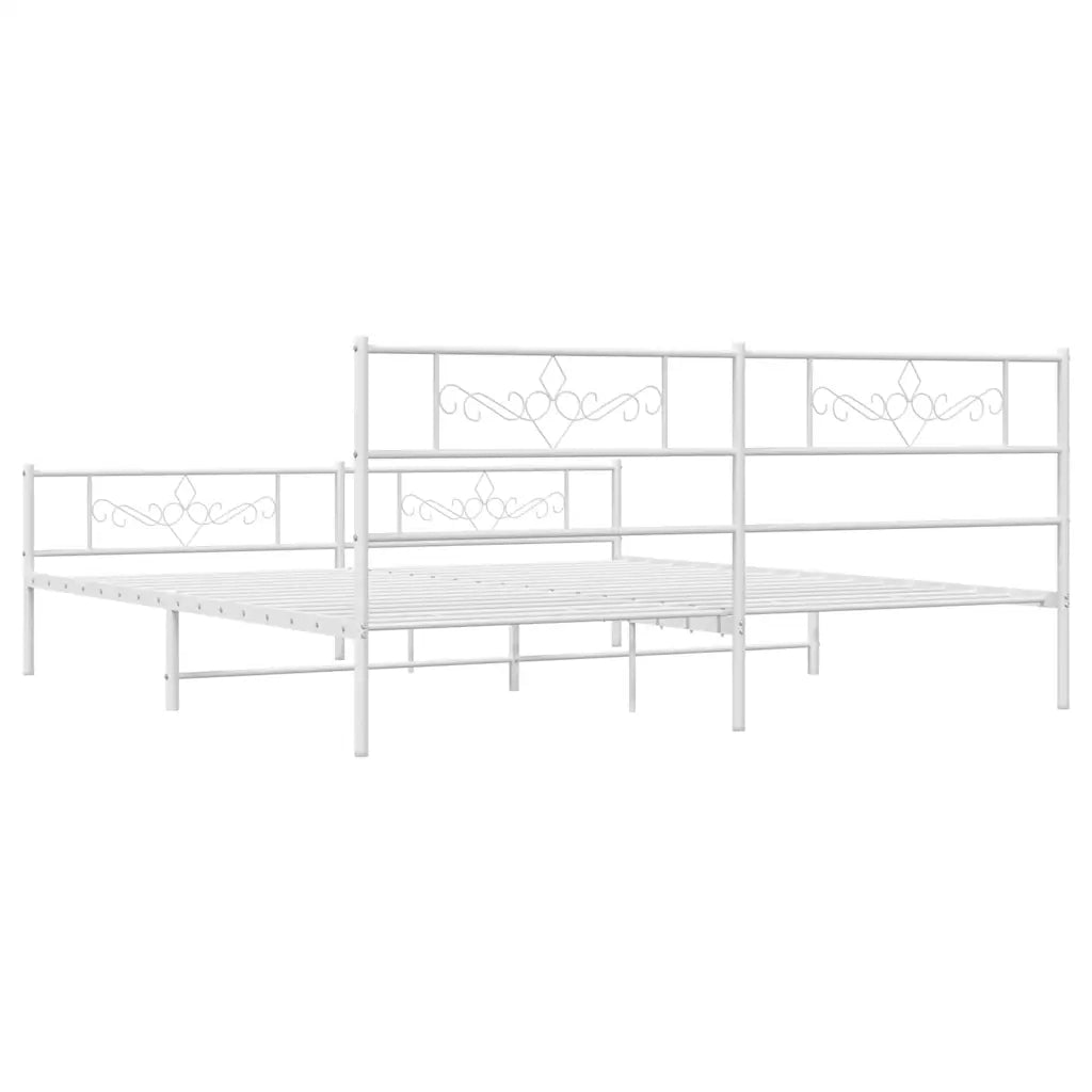 Giroletto con Testiera e Pediera Metallo Bianco 193x203 cm 355340