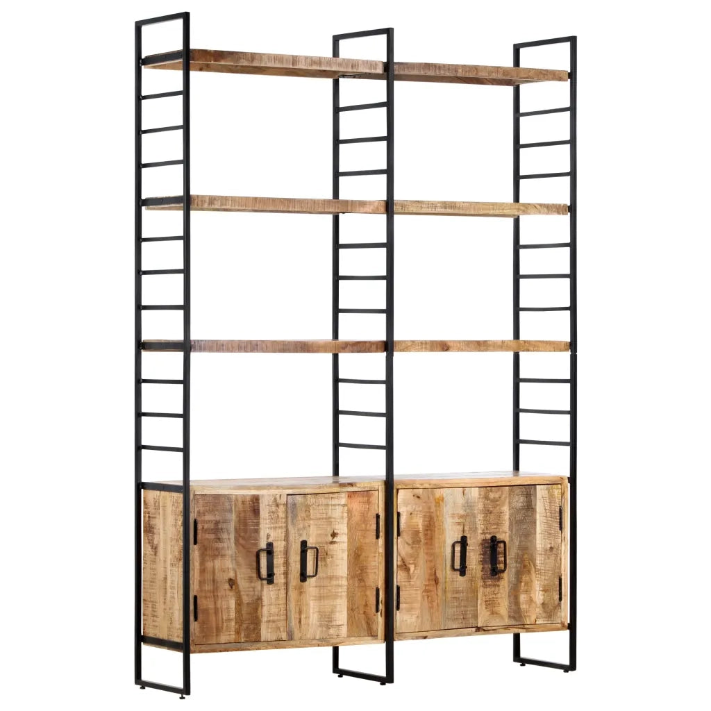 Libreria a 4 Livelli Legno di Mango Grezzo 124x30x180 cm