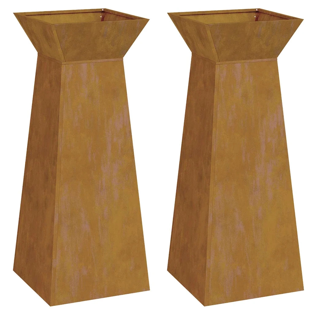 Vaso a Pilastro 2 pz-Set di 2 Fioriera da Esterno-Contenitore per Piante Argento 40 x 40 x 100 cm 211262