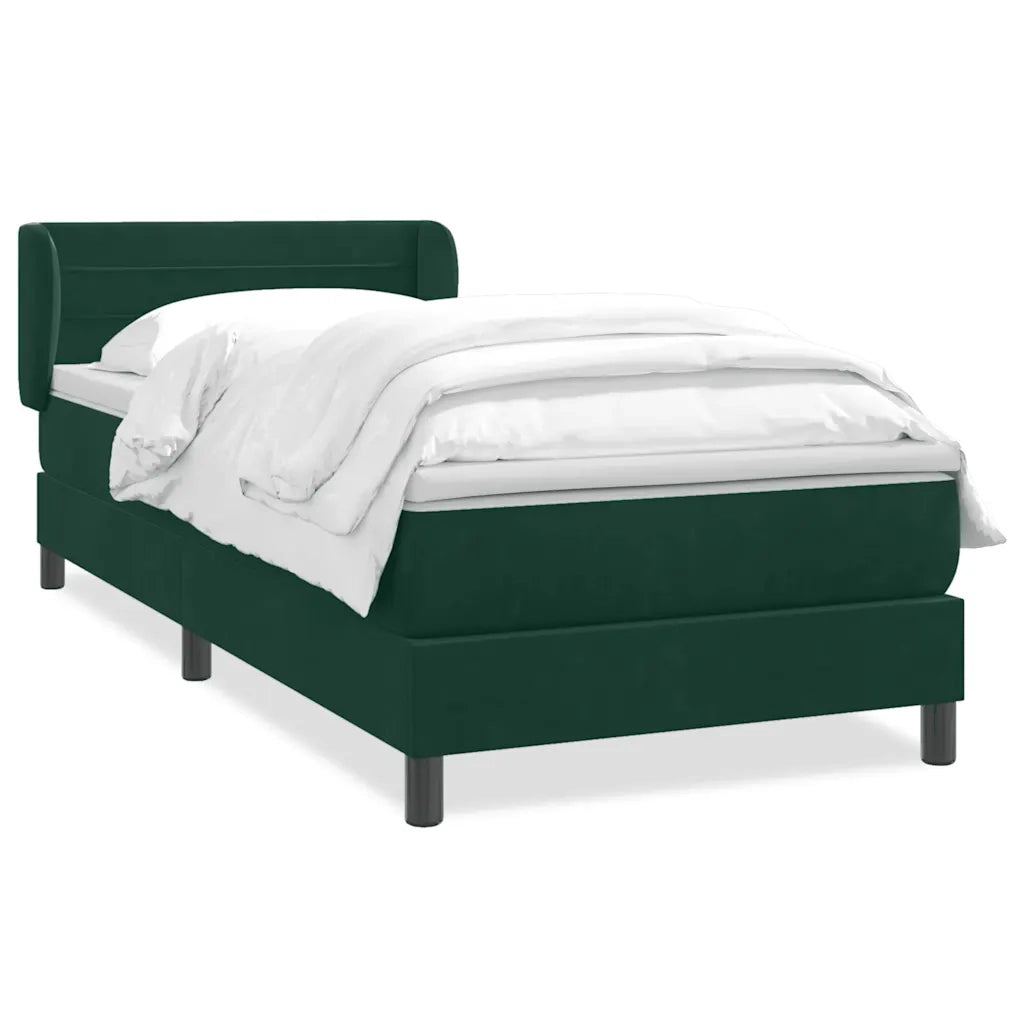 vidaXL Giroletto a Molle con Materasso Verde Scuro 80x220 cm Velluto