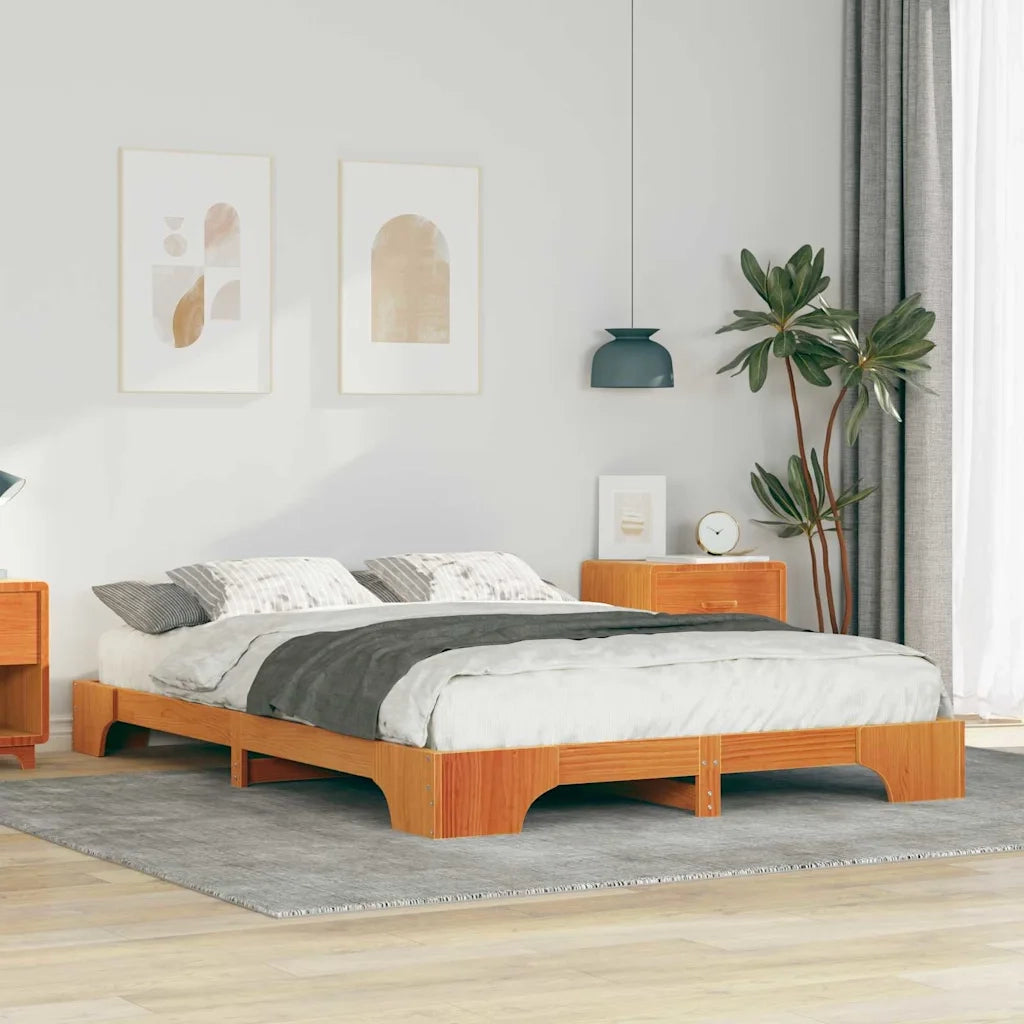 Struttura del letto Marrone 140 x 210 cm Pino massello