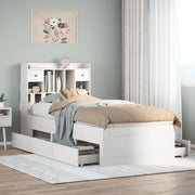 Letto con Libreria senza Materasso-Struttura Letto con contenitore 75x190 cm in Legno Pino 415989