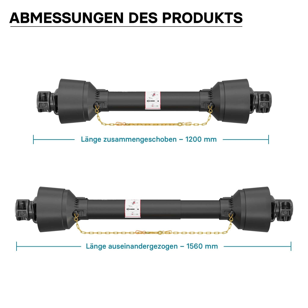 Albero cardanico T4 Giunto cardanico 1200-1320mm 460Nm 540rpm Cardano 40kW (55CV) 2x 1 3/8" 6 denti