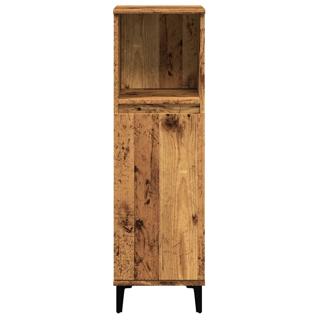 Mobiletto da bagno in legno anticato 30 x 30 x 100 cm contenitore flessibile design moderno finitura legno anticato 02_0051039