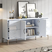 Sideboard bianco lucido 150x38x59;5 cm con 4 cassetti e 2 ante; in MDF