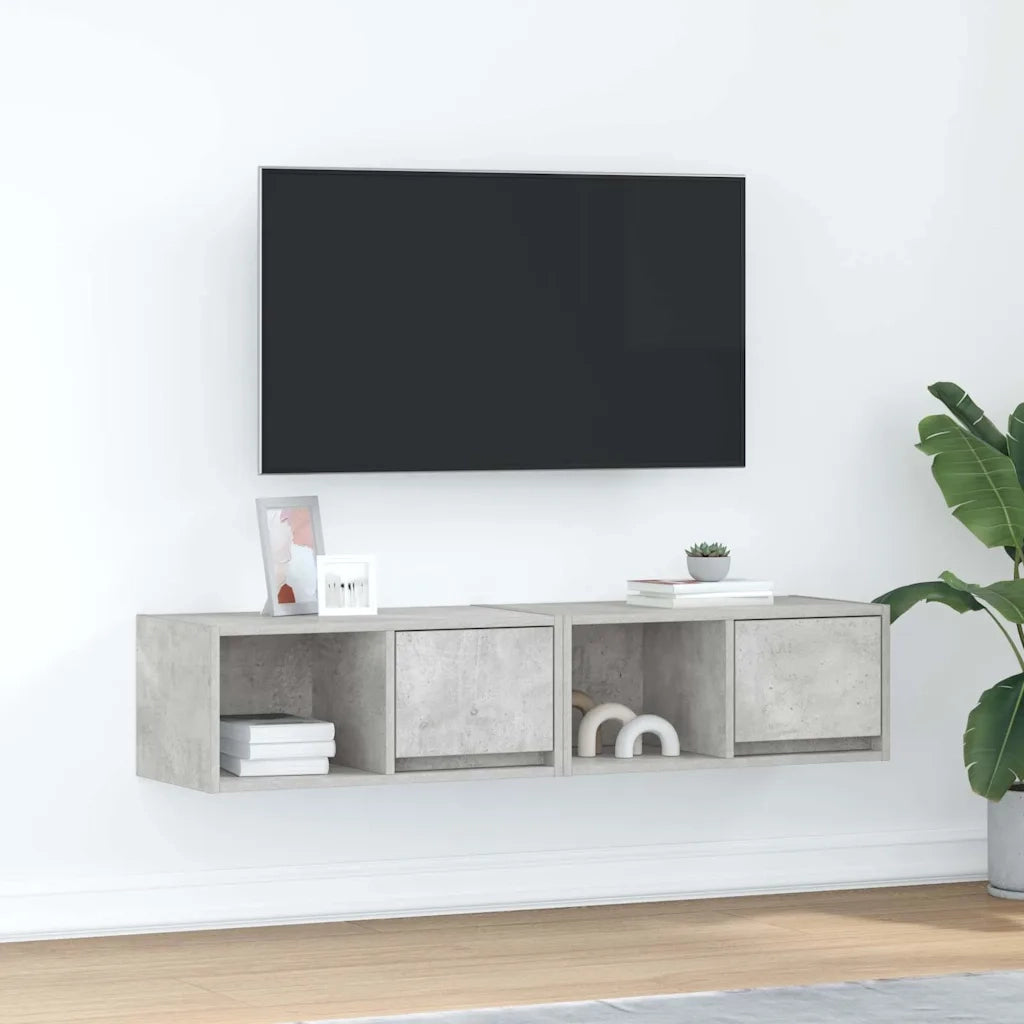 Mobili TV 2 pz Grigio Cemento 60x31x25,5cm in Legno Multistrato 861443