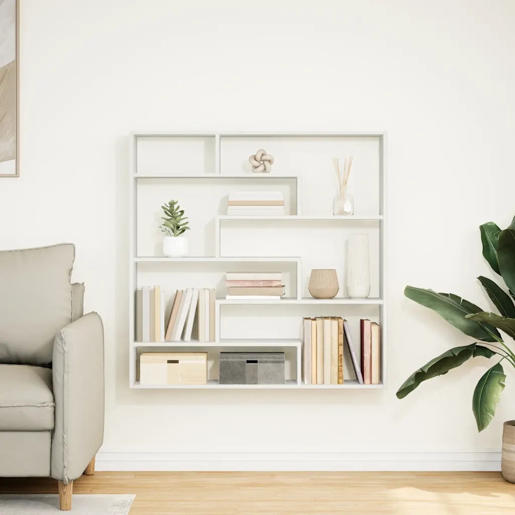 vidaXL Mensola a Cubo da Parete 7 Scomparti in Truciolato Bianco
