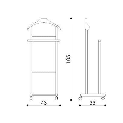 KIT DOPPIO INDOSSATORE FAGGIO DA CAMERA NOCE MIELE IN LEGNO 43X33X105H CM