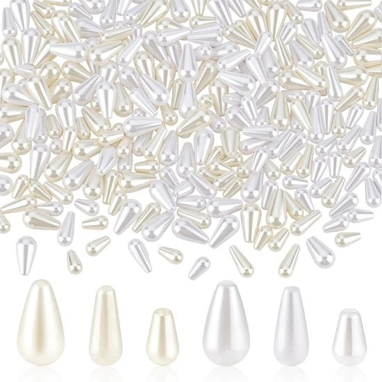 Parelkralen Imitative 300 pezzi - Forma a Goccia - 3 Dimensioni - ABS - Per Creare Gioielli - Luce Naturale - Paillettes per Gioielli