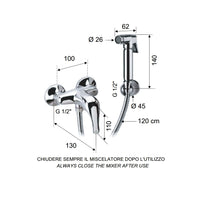 Set doccetta per bidet relax composto da doccia a pulsante, flessibile, miscelatore doccia e supporto lux