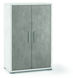 Mobile 2 Ante DoublÃ¨ Collection Colore Struttura Ossido Bianco e Ante Cemento