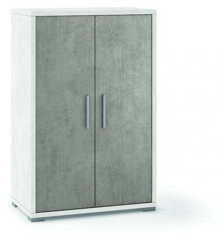 Mobile 2 Ante DoublÃ¨ Collection Colore Struttura Ossido Bianco e Ante Cemento