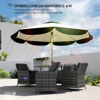Ombrellone da Giardino Ø266x234 cm con Copertura UV50+ e Struttura a 8 Stecche Beige