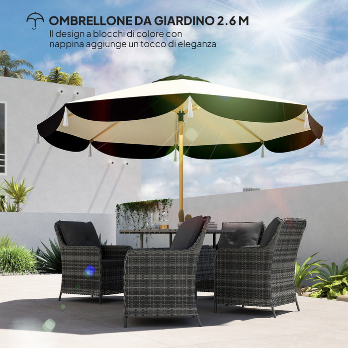 Ombrellone da Giardino Ø266x234 cm con Copertura UV50+ e Struttura a 8 Stecche Beige