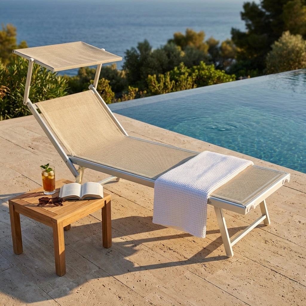 Lettino prendisole da Giardino in Alluminio cm 183x61x38 - MILBURN