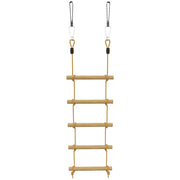 Scaletta per Bambini 3-8 Anni a 5 Pioli con Fibbie e Cinghie in Legno e PE Color Legno