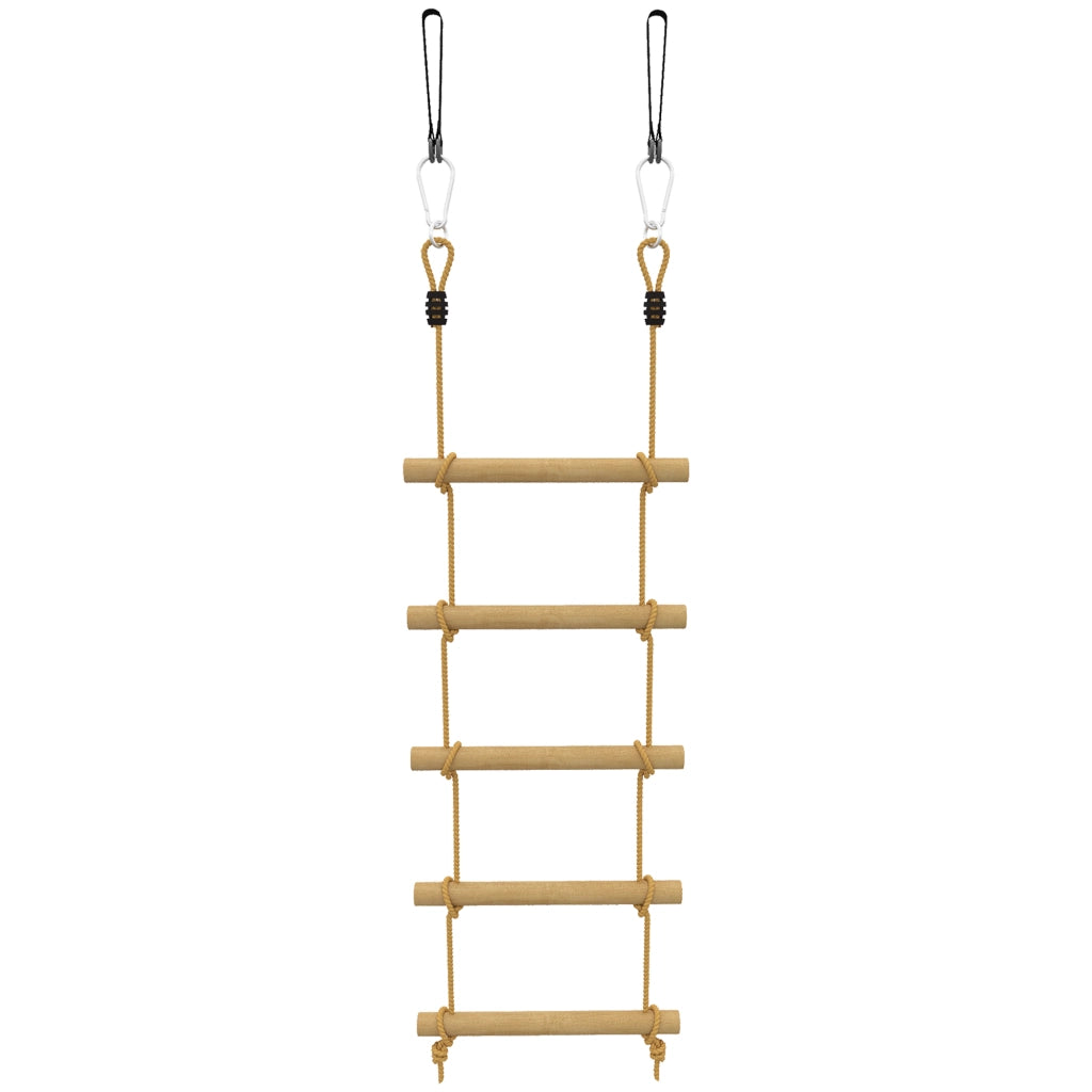 Scaletta per Bambini 3-8 Anni a 5 Pioli con Fibbie e Cinghie in Legno e PE Color Legno