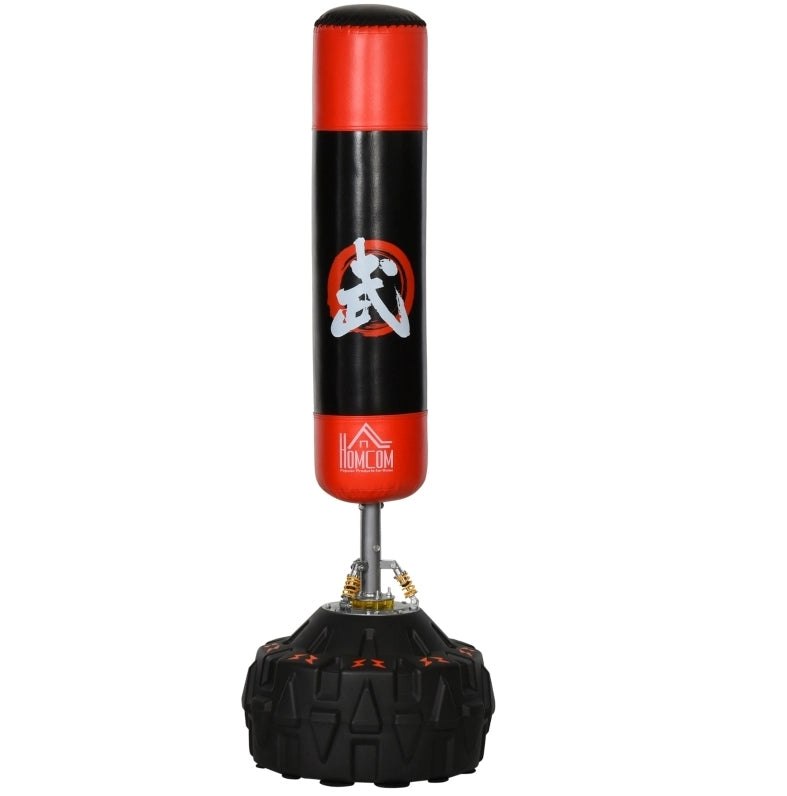 Sacco da Boxe Autoportante con Base Ventosa Nero e Rosso 60x60x180 cm per Allenamento Professionale
