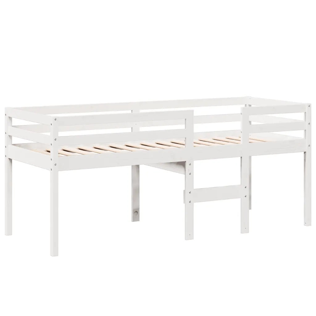 Letto singolo | Letto per adulti | Letto a Soppalco con Tetto Bianco 90x200 cm in Legno di Pino