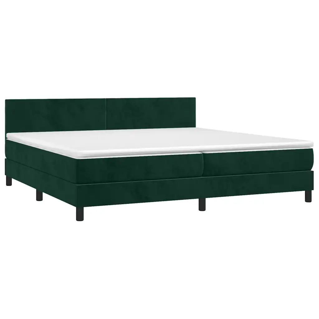 Letto a Molle con Materasso e LED Verde Scuro 200x200cm Velluto cod mxl 63173