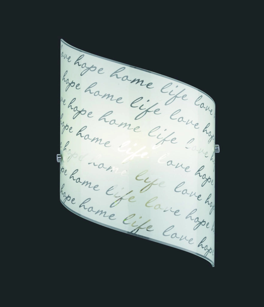 SIGNA APPLIQUE RETTANGOLARE VETRO DECORO FIRMA L.20 CM X H.30CM 1 LUCE ATTACCO E27