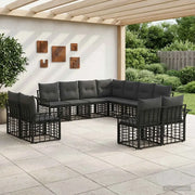Set di divani da esterno 11 pcs Nero e Grigio scuro Poliestere 3437801