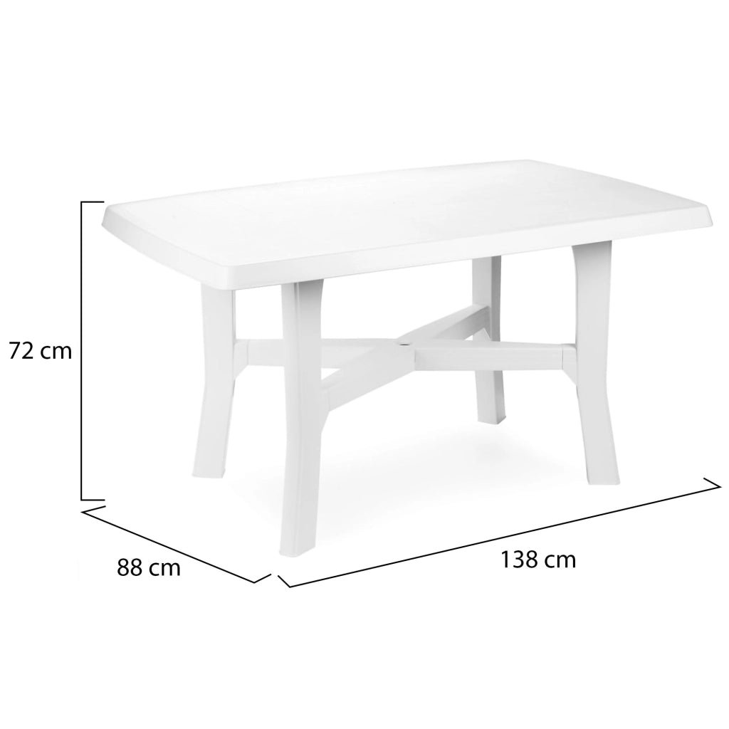 Raspberry, Tavolo da Esterno 6 Posti Made in Italy, 138x88x72h cm Bianco