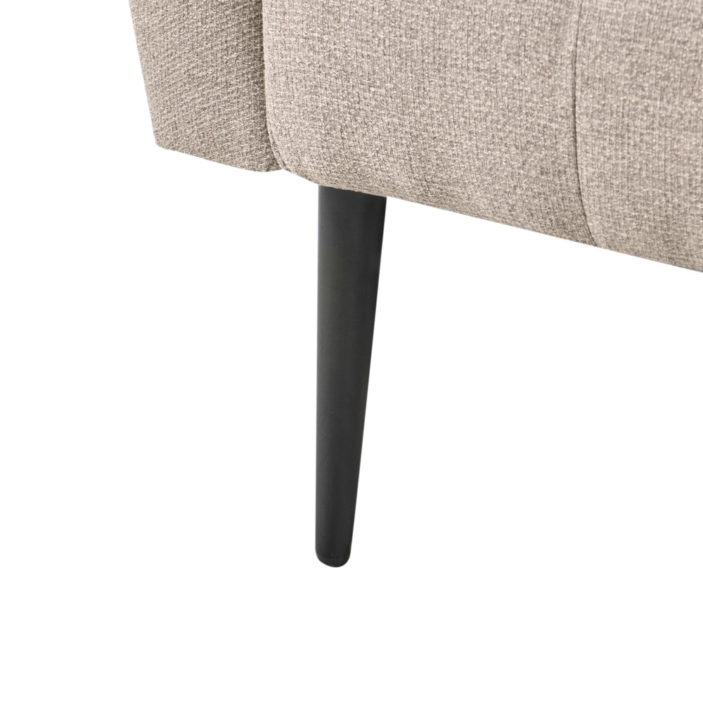 Chaise Longue in tessuto marrone chiaro e Gambe con gambe in metallo dorato
