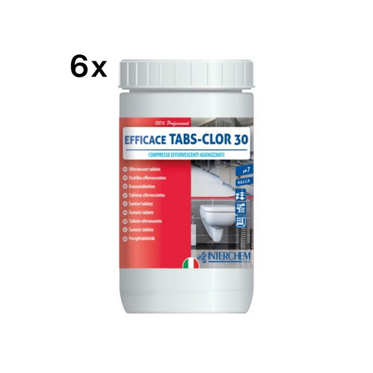 Efficace Tabs-Clor 30 300 pz Compresse Cloro Igienizzanti | Interchem, 6 CF