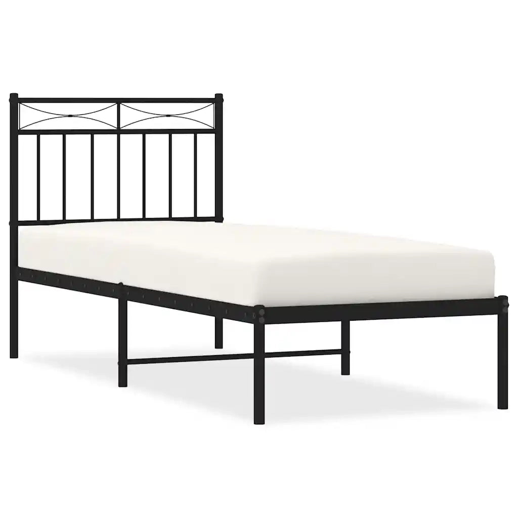 Giroletto con Testiera-Struttura Letto con testiera in Metallo Nero 75x190 cm 399067