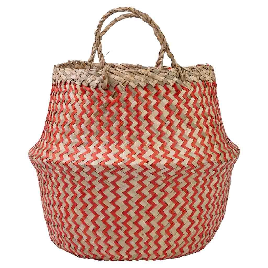 Cestino rosso naturale con manici, D35x30/46h cm