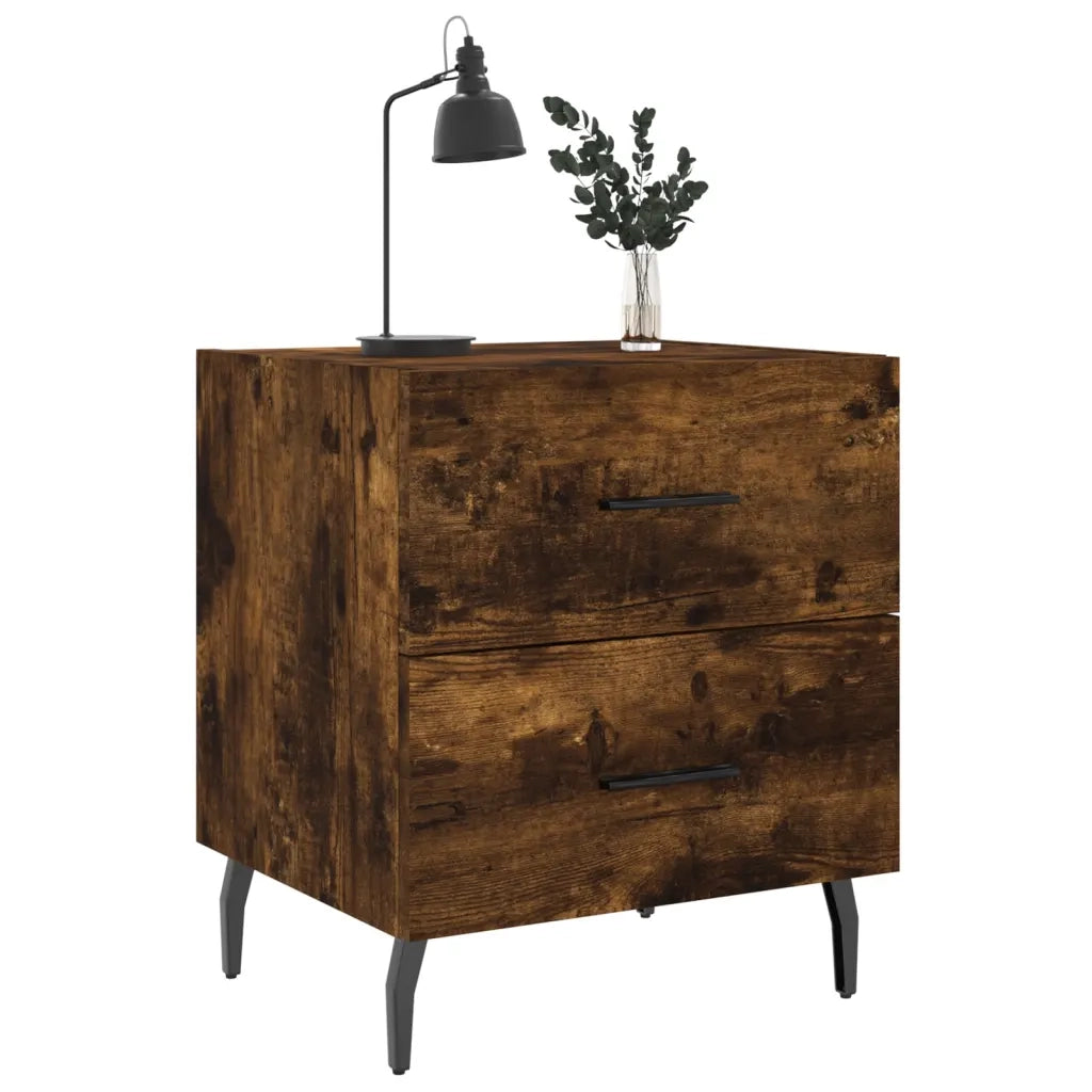 Comodino-Tavolino da notte Rovere Fumo 40x35x47,5 cm in Legno Multistrato 156851