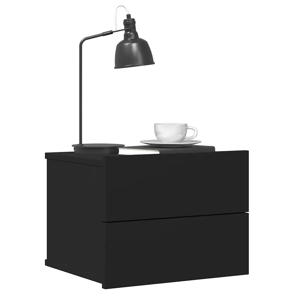 Comodino Nero 40x30x30 cm in Legno Multistrato 801055
