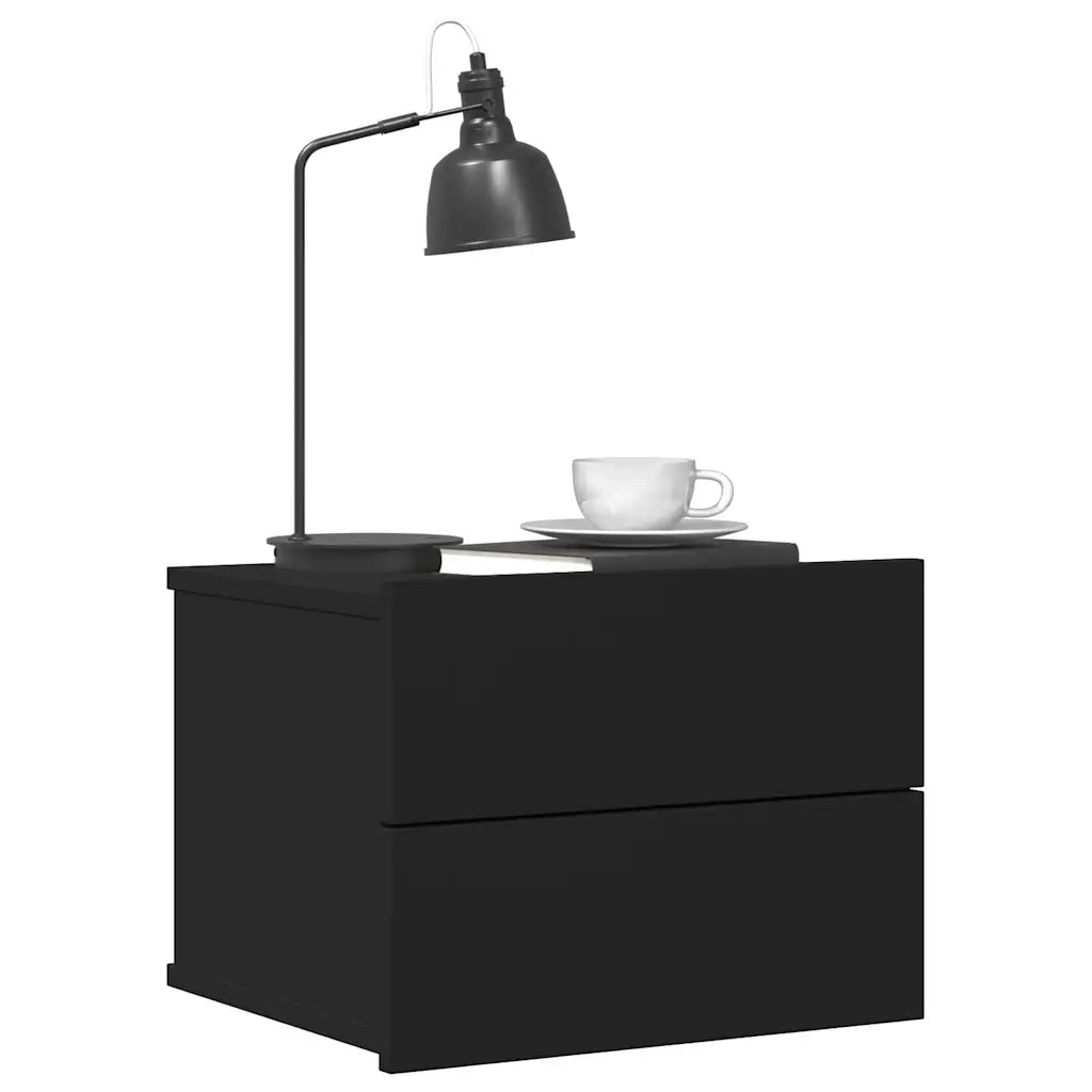 Comodino Nero 40x30x30 cm in Legno Multistrato 801055