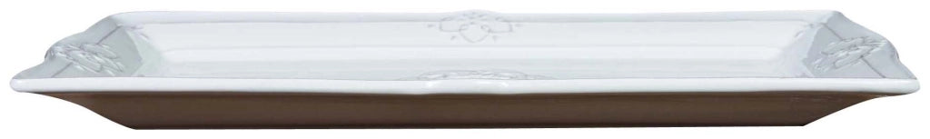 Biscottini Vassoio rettangolare in porcellana bianca Shabby L40,5xPR21,5xH3,2 cm