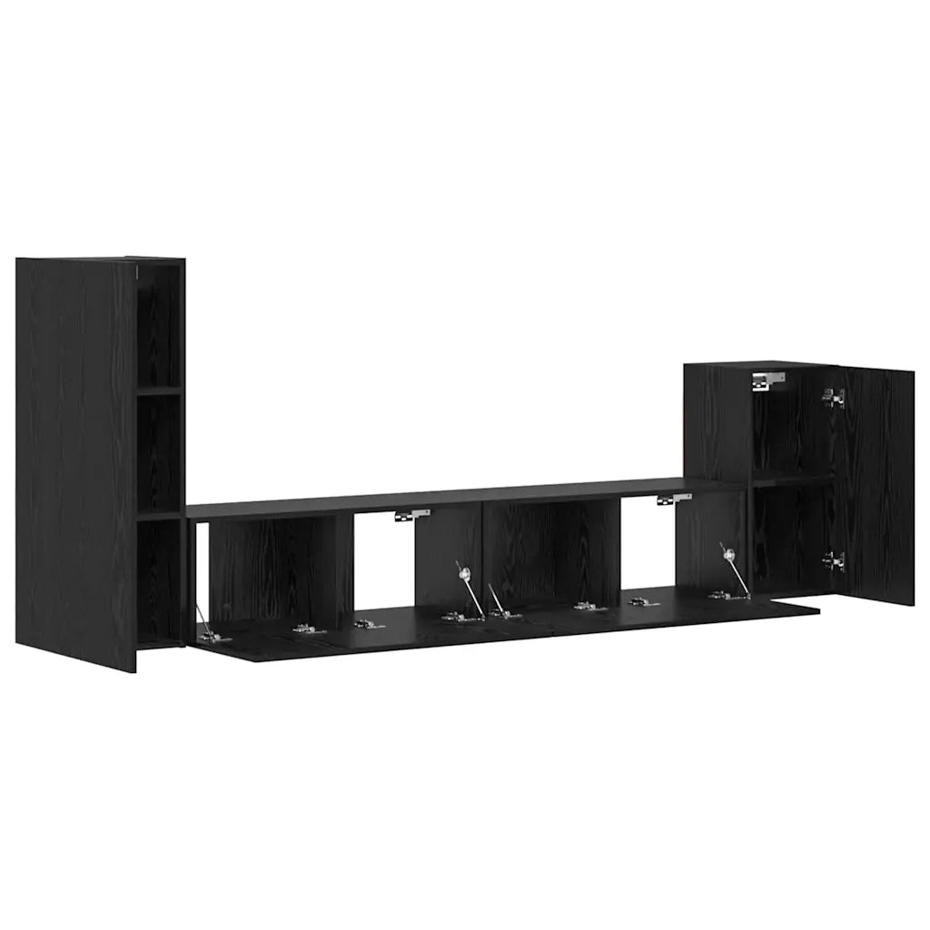 Mobile TV da Parete 3 pcs Rovere Nero Legno multistrato 3393478