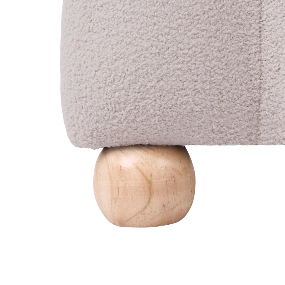 Pouf bianco sporco in bouclé Teddy rivestito con gambe in legno pouf ottomano design moderno accessori per soggiorno