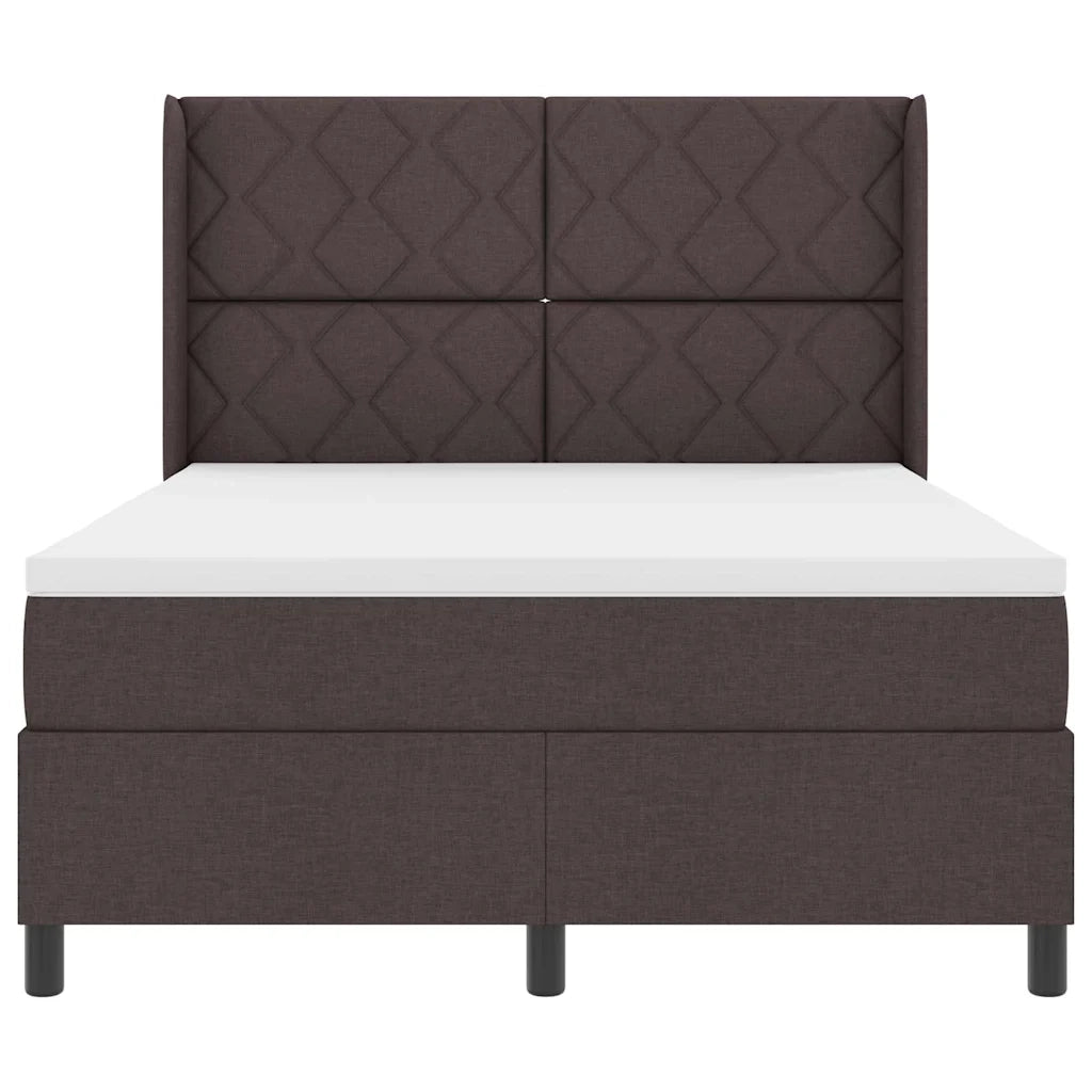Letto a molle con materasso Marrone scuro 140 x 190 cm Tessuto 3341703