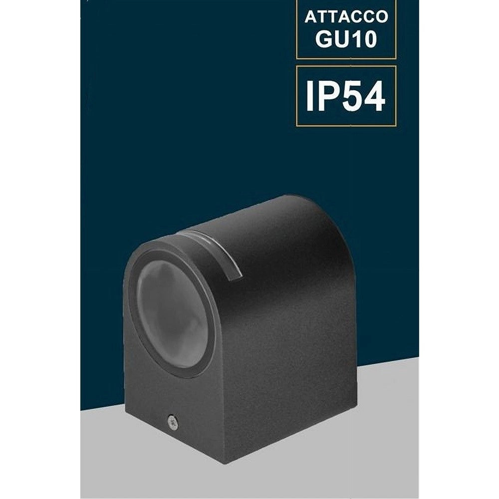 Trade Shop - Applique Esterno Parete Facciate Giardino Lampada Muro Attacco Gu10 Ip54 Gn-wl061 - Nero