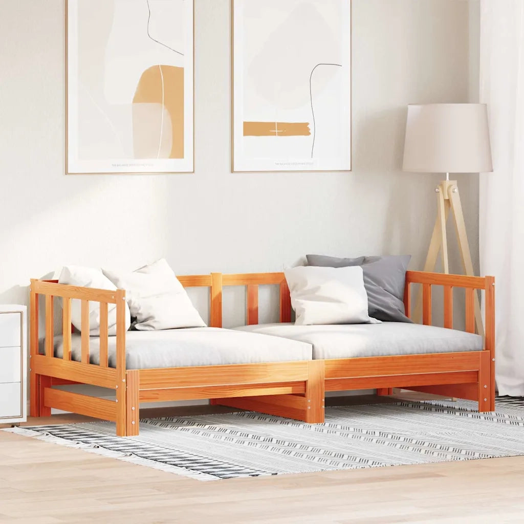 Letto matrimoniale | Letto per adulti | Letto Giorno Estraibile Marrone cerato 203.5 x 164 x 66 cm