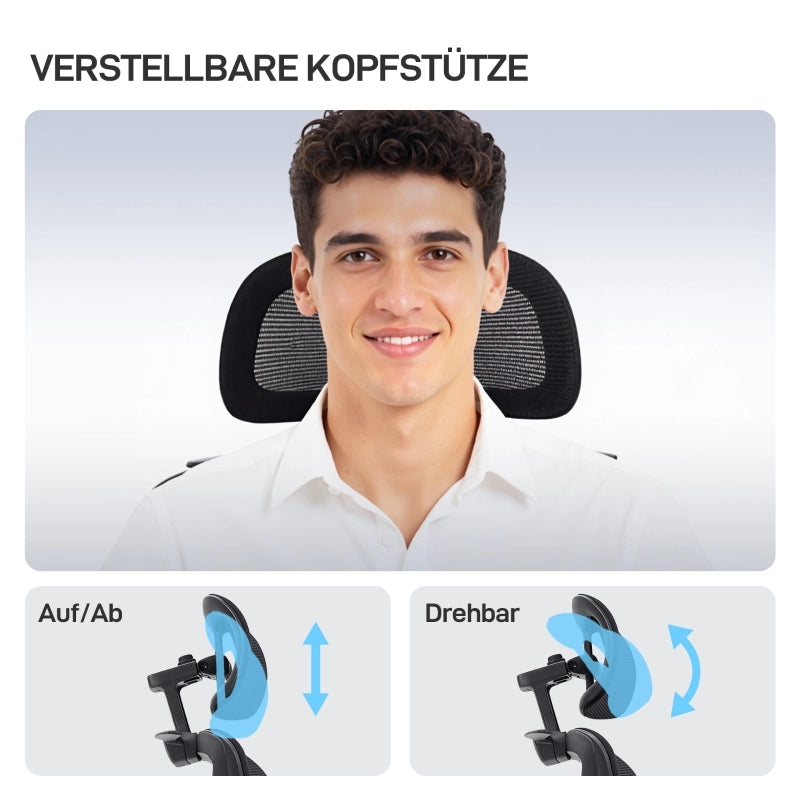 SEDIA UFFICIO Ergonomica con braccioli 3D e poggiatesta regolabile Nera