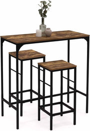 Tavolo da bar e 2 sgabelli DAYTON, alti 95 cm, con effetto anticato, design industriale