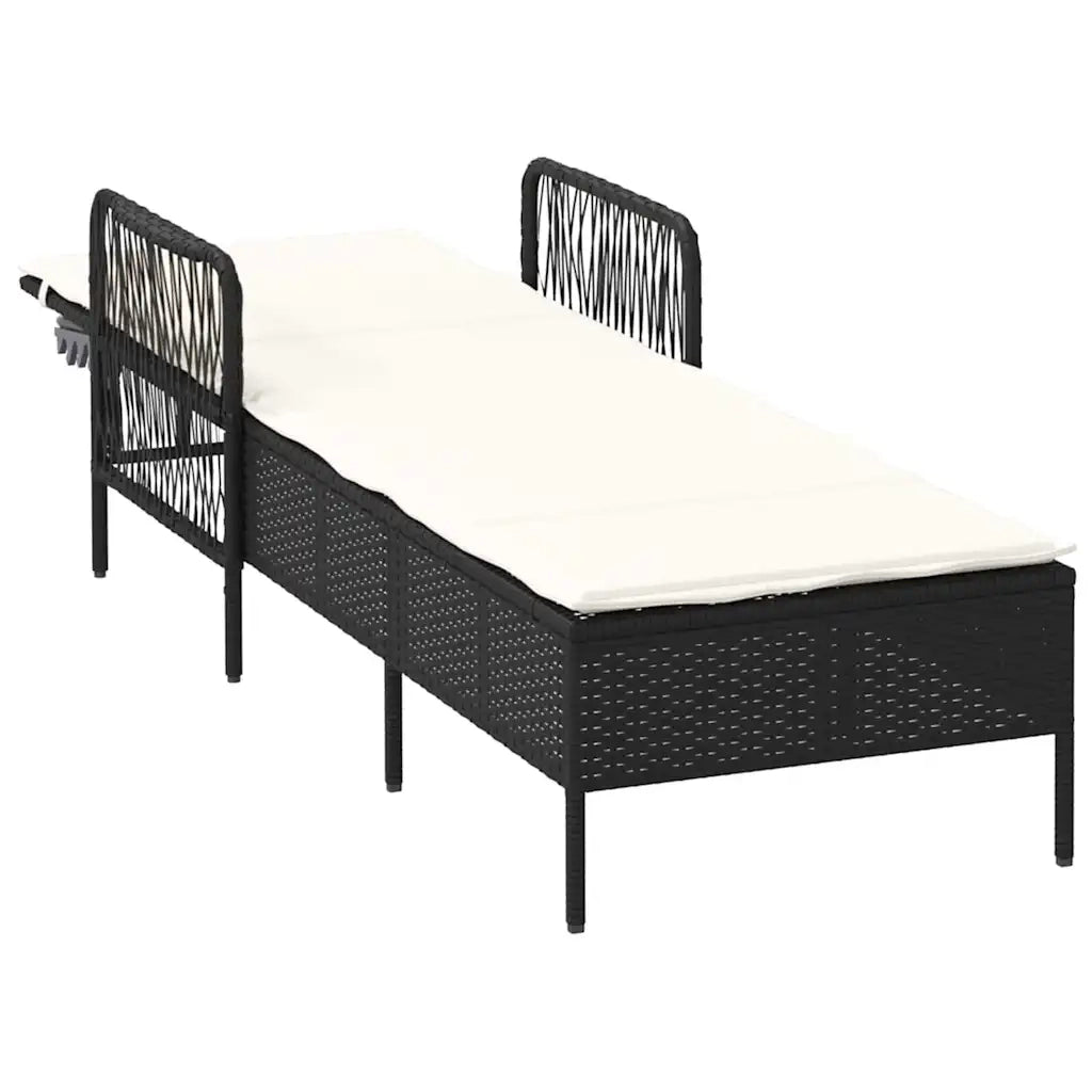 Lettino da sole Nero e Bianco Crema 55 x 200 x 92 cm polyrattan 365425