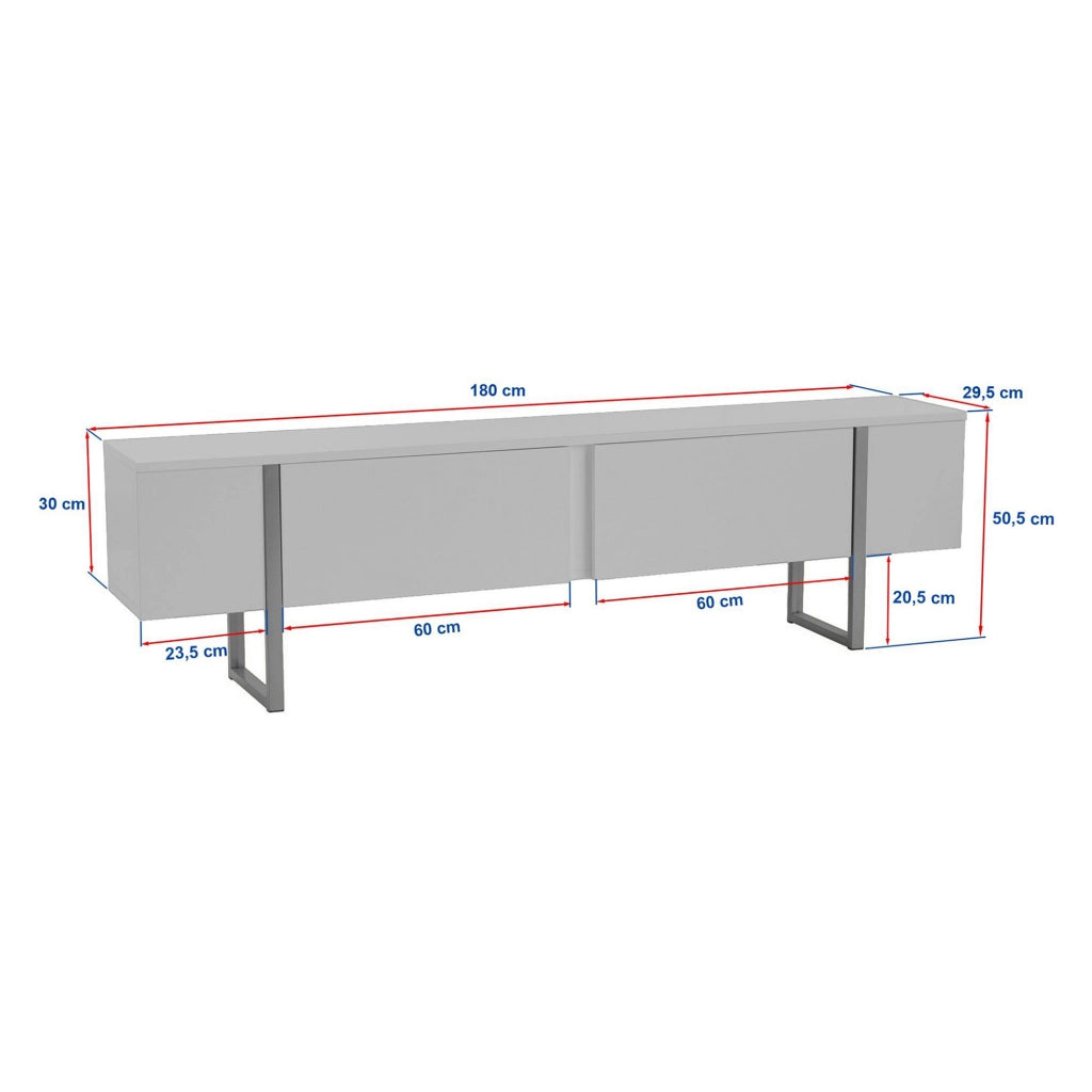 Abishia, Mobile Porta tv 2 Ante, 180x30x50h cm Marrone Quercia