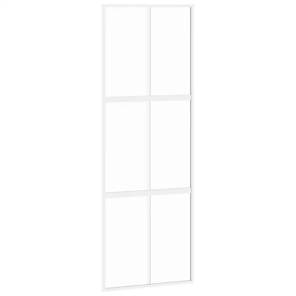 Porta Scorrevole Bianca 76x205 cm Vetro Temperato e Alluminio