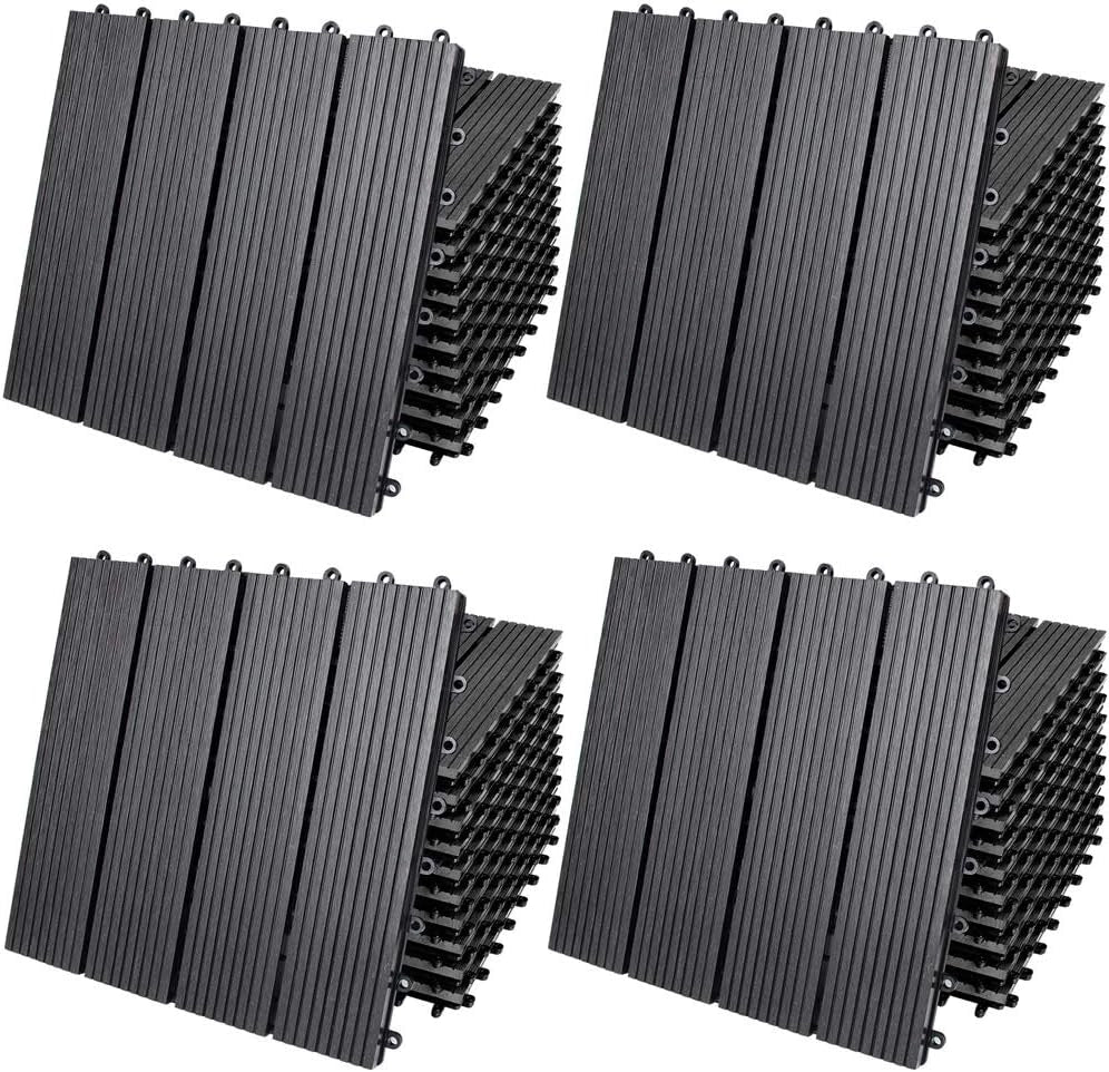 Casaria Set 66 Pezzi Piastrelle da Giardino 30x30cm 6m² in WPC Resistente Mattonelle ad Incastro per Pavimento Terrazza Balcone Esterno Sistema a Clic